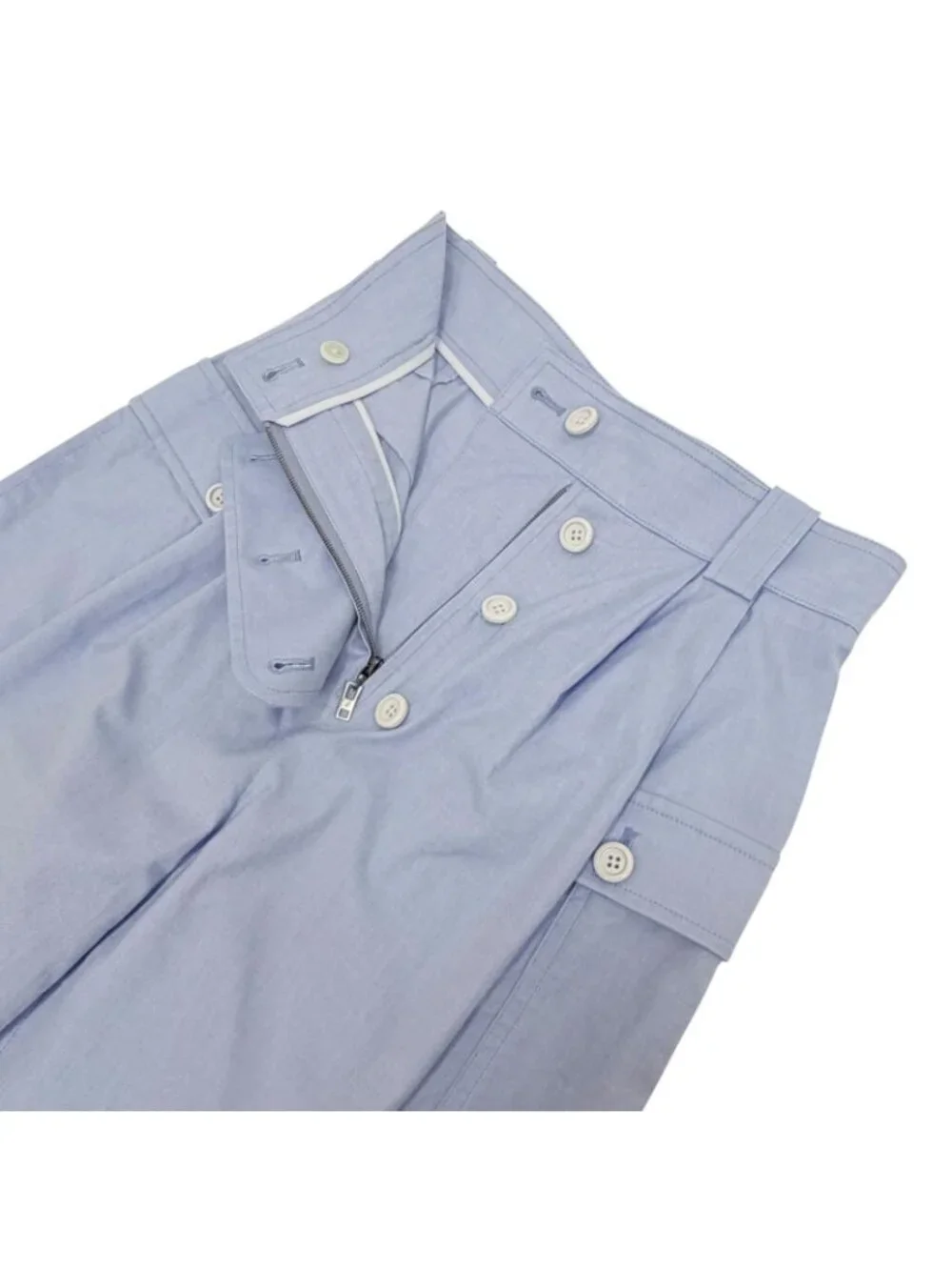 Louis Vuitton Cotton 100% LV Logo Embroidered Pants Light Blue 34